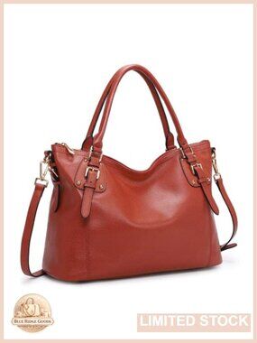 Top Grain Pebbled Cowhide Leather Satchel Tote Handbag Large